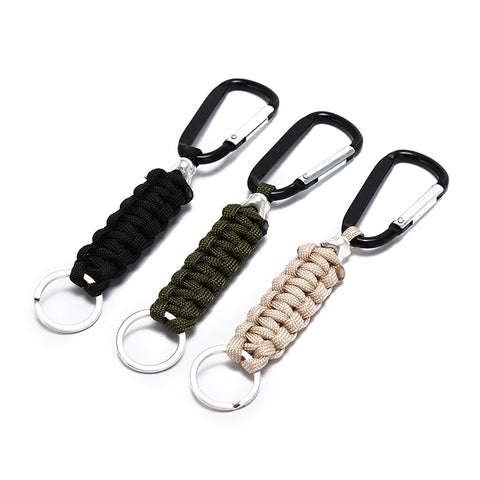 Handmade Leather Rope Woven Keychain Metal key rings Key Chains Key Holder Keyring Gifts Outdoor Survival Tactical Military