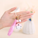 Creative Bell DIY Keychain Handmade Leather Rope Double Color Bells Keychains For Women Men Key Chain Car Key Ring Bag Pendant