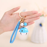 Creative Bell DIY Keychain Handmade Leather Rope Double Color Bells Keychains For Women Men Key Chain Car Key Ring Bag Pendant