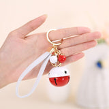 Creative Bell DIY Keychain Handmade Leather Rope Double Color Bells Keychains For Women Men Key Chain Car Key Ring Bag Pendant