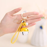 Creative Bell DIY Keychain Handmade Leather Rope Double Color Bells Keychains For Women Men Key Chain Car Key Ring Bag Pendant