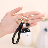 Creative Bell DIY Keychain Handmade Leather Rope Double Color Bells Keychains For Women Men Key Chain Car Key Ring Bag Pendant