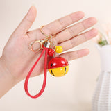 Creative Bell DIY Keychain Handmade Leather Rope Double Color Bells Keychains For Women Men Key Chain Car Key Ring Bag Pendant