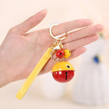 Creative Bell DIY Keychain Handmade Leather Rope Double Color Bells Keychains For Women Men Key Chain Car Key Ring Bag Pendant