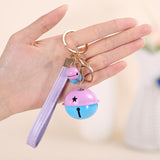 Creative Bell DIY Keychain Handmade Leather Rope Double Color Bells Keychains For Women Men Key Chain Car Key Ring Bag Pendant
