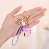 Creative Bell DIY Keychain Handmade Leather Rope Double Color Bells Keychains For Women Men Key Chain Car Key Ring Bag Pendant