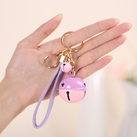 Creative Bell DIY Keychain Handmade Leather Rope Double Color Bells Keychains For Women Men Key Chain Car Key Ring Bag Pendant