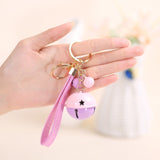 Creative Bell DIY Keychain Handmade Leather Rope Double Color Bells Keychains For Women Men Key Chain Car Key Ring Bag Pendant