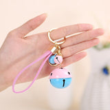 Creative Bell DIY Keychain Handmade Leather Rope Double Color Bells Keychains For Women Men Key Chain Car Key Ring Bag Pendant