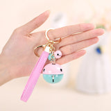 Creative Bell DIY Keychain Handmade Leather Rope Double Color Bells Keychains For Women Men Key Chain Car Key Ring Bag Pendant