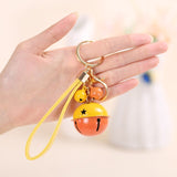 Creative Bell DIY Keychain Handmade Leather Rope Double Color Bells Keychains For Women Men Key Chain Car Key Ring Bag Pendant