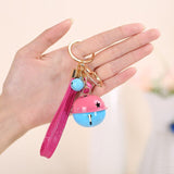 Creative Bell DIY Keychain Handmade Leather Rope Double Color Bells Keychains For Women Men Key Chain Car Key Ring Bag Pendant
