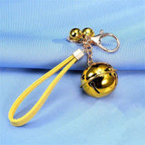 Creative Bell DIY Keychain Handmade Leather Rope Double Color Bells Keychains For Women Men Key Chain Car Key Ring Bag Pendant