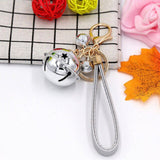 Creative Bell DIY Keychain Handmade Leather Rope Double Color Bells Keychains For Women Men Key Chain Car Key Ring Bag Pendant