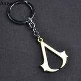 Assassins-Creed Keychain Handmade Leather Stainless Steel Keyring Metal Leaf Pendant Men Women Jewelry Souvenir Gift